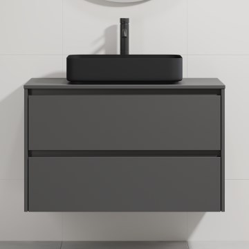 Móvel de casa de banho com lavatório TRONDHEIM/LJORDAL 90x57x46 cm antracite/preto