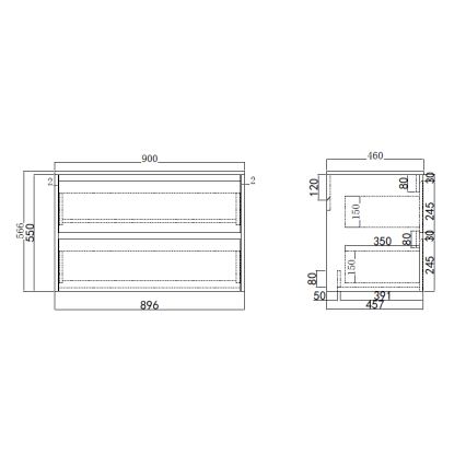 Móvel de casa de banho com lavatório TRONDHEIM/LJORDAL 90x57x46 cm branco