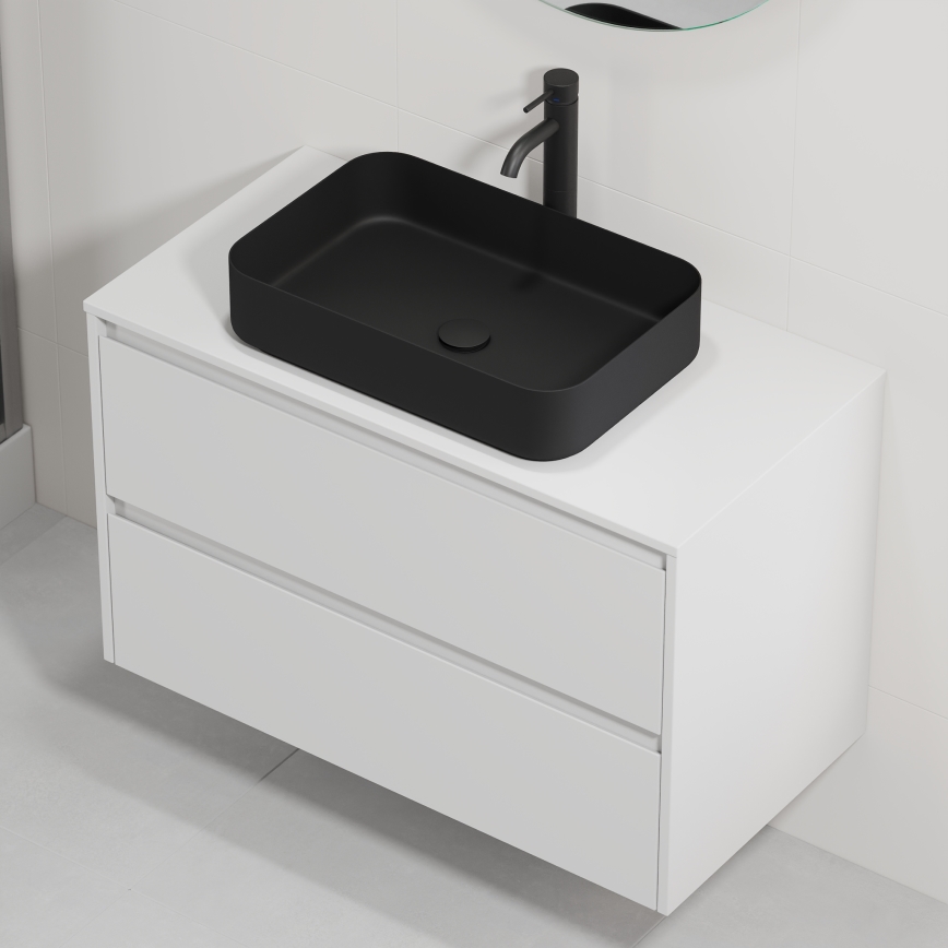 Móvel de casa de banho com lavatório TRONDHEIM/LJORDAL 90x57x46 cm branco/preto