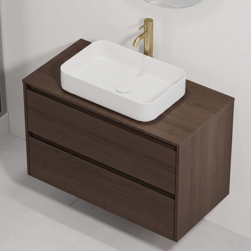Móvel de casa de banho com lavatório TRONDHEIM/LJORDAL 90x57x46 cm nogueira/branco