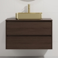 Móvel de casa de banho com lavatório TRONDHEIM/LJORDAL 90x57x46 cm nogueira/latão