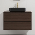 Móvel de casa de banho com lavatório TRONDHEIM/LJORDAL 90x57x46 cm nogueira/preto