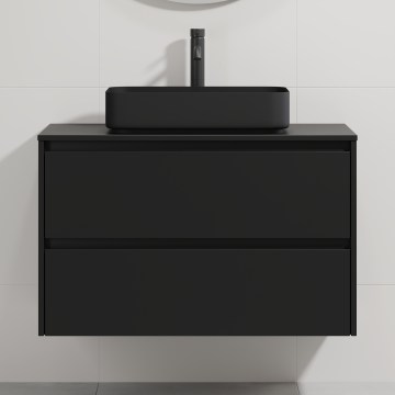 Móvel de casa de banho com lavatório TRONDHEIM/LJORDAL 90x57x46 cm preto