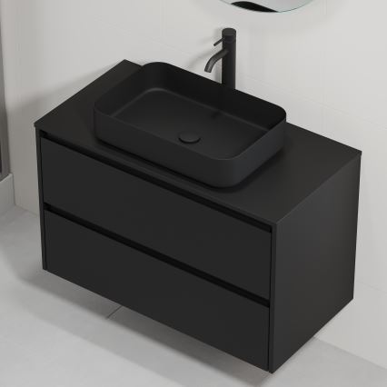 Móvel de casa de banho com lavatório TRONDHEIM/LJORDAL 90x57x46 cm preto