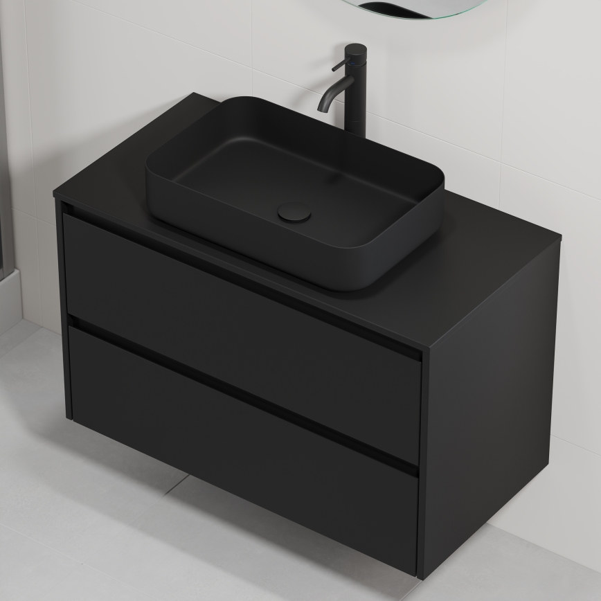 Móvel de casa de banho com lavatório TRONDHEIM/LJORDAL 90x57x46 cm preto