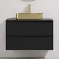 Móvel de casa de banho com lavatório TRONDHEIM/LJORDAL 90x57x46 cm preto/latão