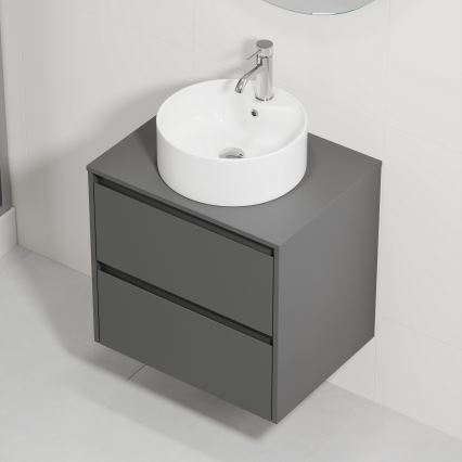 Móvel de casa de banho com lavatório TRONDHEIM/VIKEDAL 60x57x46 cm antracite/branco