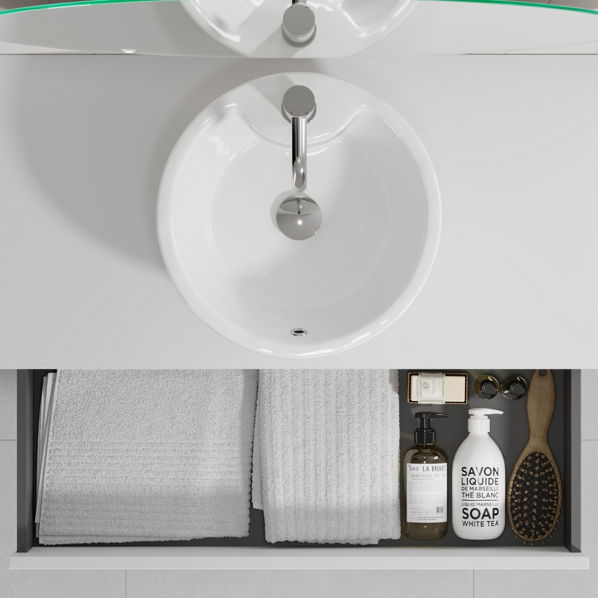 Móvel de casa de banho com lavatório TRONDHEIM/VIKEDAL 60x57x46 cm branco