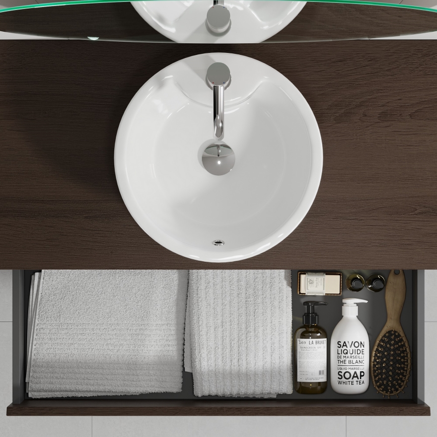 Móvel de casa de banho com lavatório TRONDHEIM/VIKEDAL 60x57x46 cm nogueira/branco