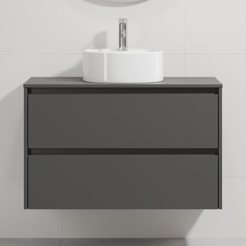 Móvel de casa de banho com lavatório TRONDHEIM/VIKEDAL 90x57x46 cm antracite/branco