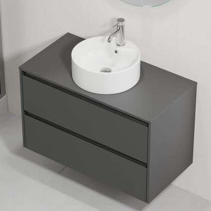 Móvel de casa de banho com lavatório TRONDHEIM/VIKEDAL 90x57x46 cm antracite/branco