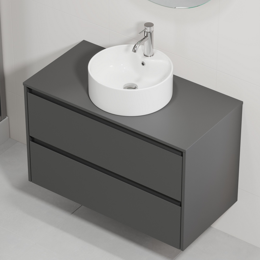 Móvel de casa de banho com lavatório TRONDHEIM/VIKEDAL 90x57x46 cm antracite/branco