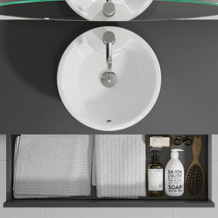 Móvel de casa de banho com lavatório TRONDHEIM/VIKEDAL 90x57x46 cm antracite/branco