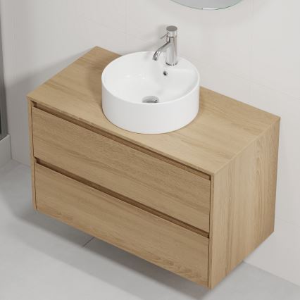 Móvel de casa de banho com lavatório TRONDHEIM/VIKEDAL 90x57x46 cm carvalho/branco