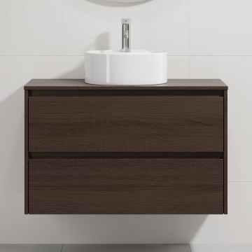 Móvel de casa de banho com lavatório TRONDHEIM/VIKEDAL 90x57x46 cm nogueira/branco