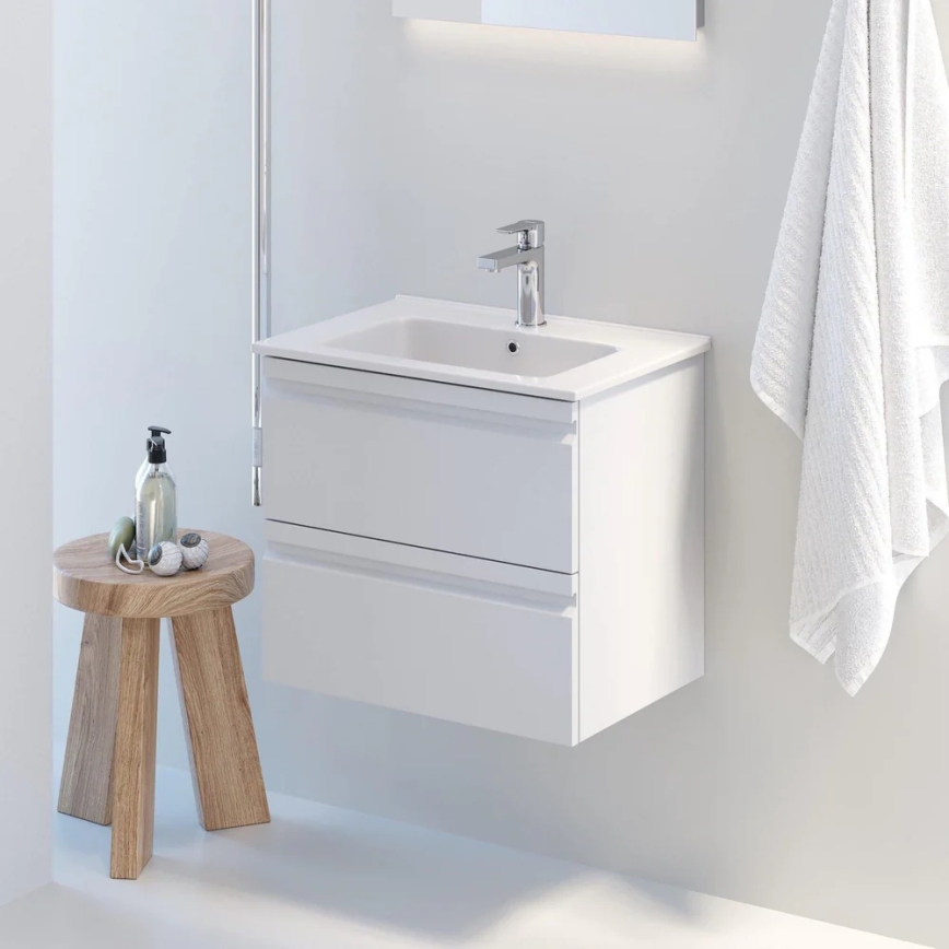 Móvel de casa de banho com lavatório VEDO + espelho LED LED/10W/230V IP44 branco