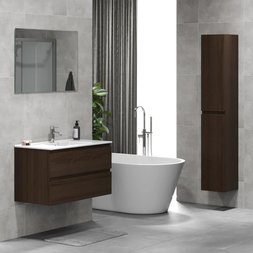 Móvel de casa de banho KENWOOD 186 cm, nogueira