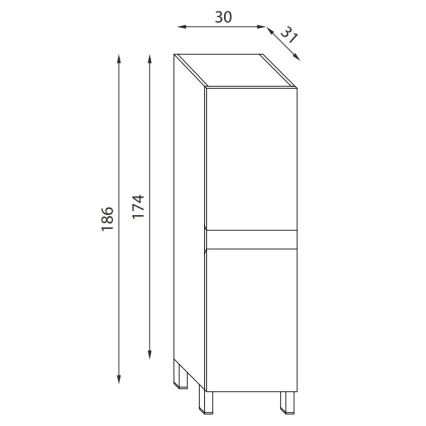 Móvel de casa de banho KENWOOD 186 cm, nogueira