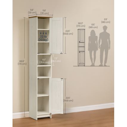 Móvel de casa de banho LEXI 30x170 cm branco/castanho