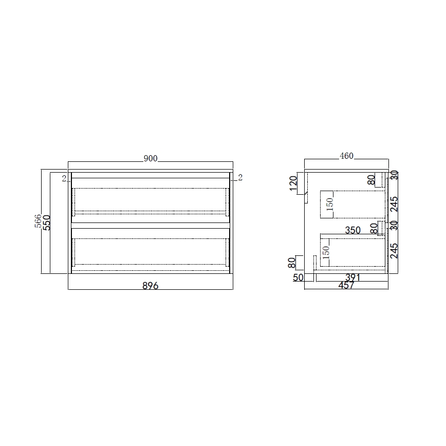 Móvel de casa de banho TRONDHEIM para lavatório 90 x 57 x 46 cm antracite