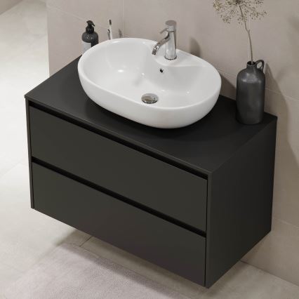 Móvel de casa de banho TRONDHEIM para lavatório 90 x 57 x 46 cm, preto