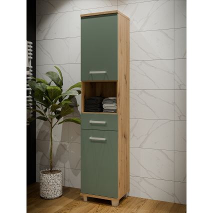 Móvel de casa de banho VENOM verde/carvalho artisan