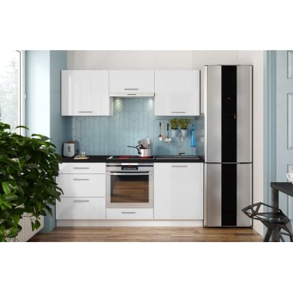 Móvel de cozinha CELESTE 180 cm branco lacado brilhante
