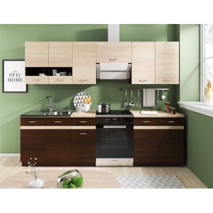 Móvel de cozinha VALERIA 240 cm, carvalho sonoma/castanho