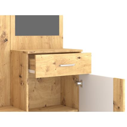 Móvel de entrada com espelho NOLAN, carvalho artisan/branco