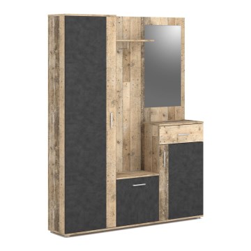 Móvel de entrada com espelho NOLAN, castanho/grafite