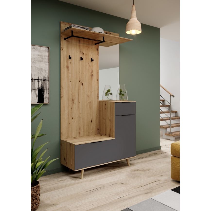 Móvel de entrada com espelho SVEN, castanho/grafite