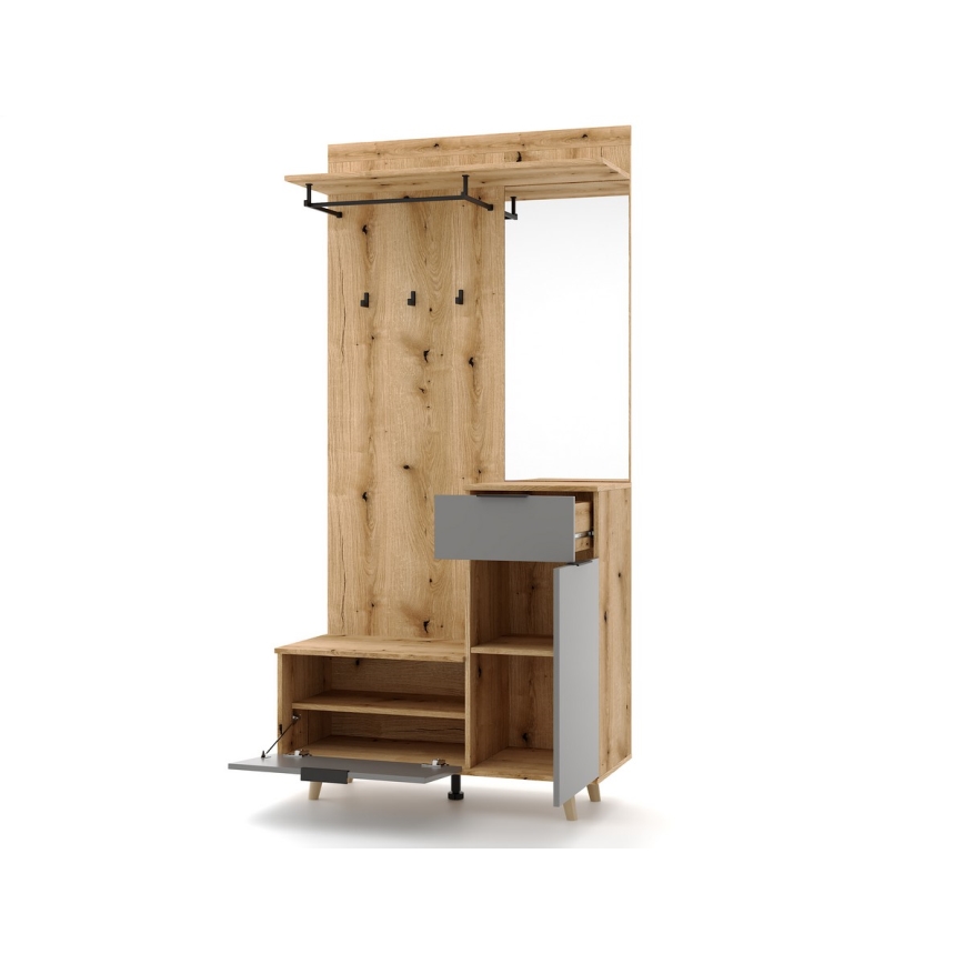 Móvel de entrada com espelho SVEN, castanho/grafite