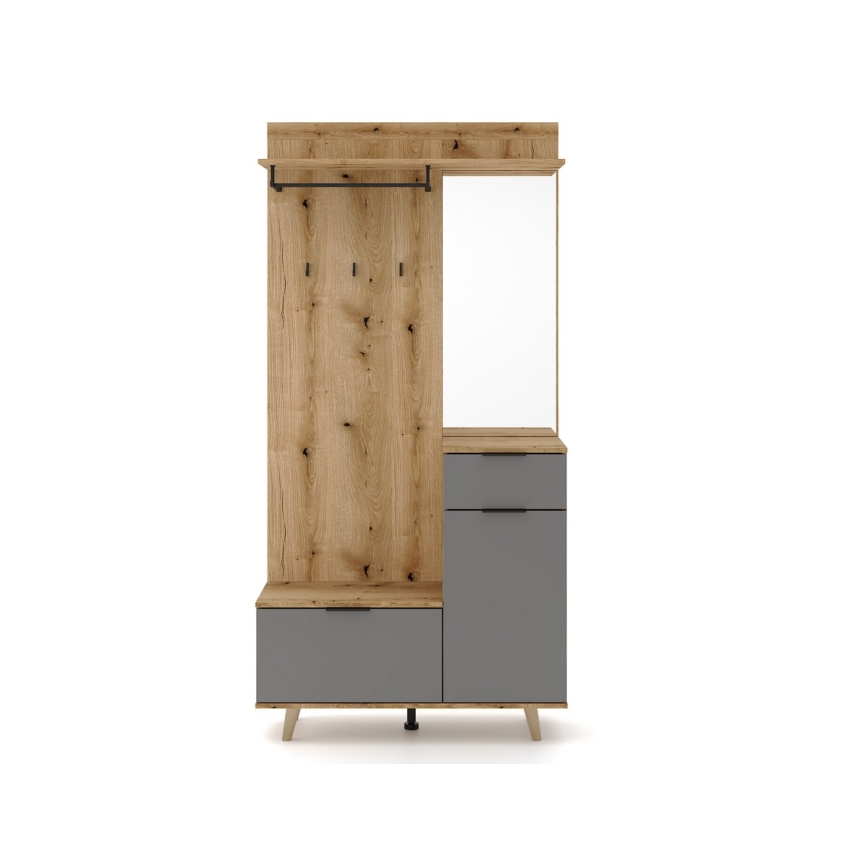 Móvel de entrada com espelho SVEN, castanho/grafite