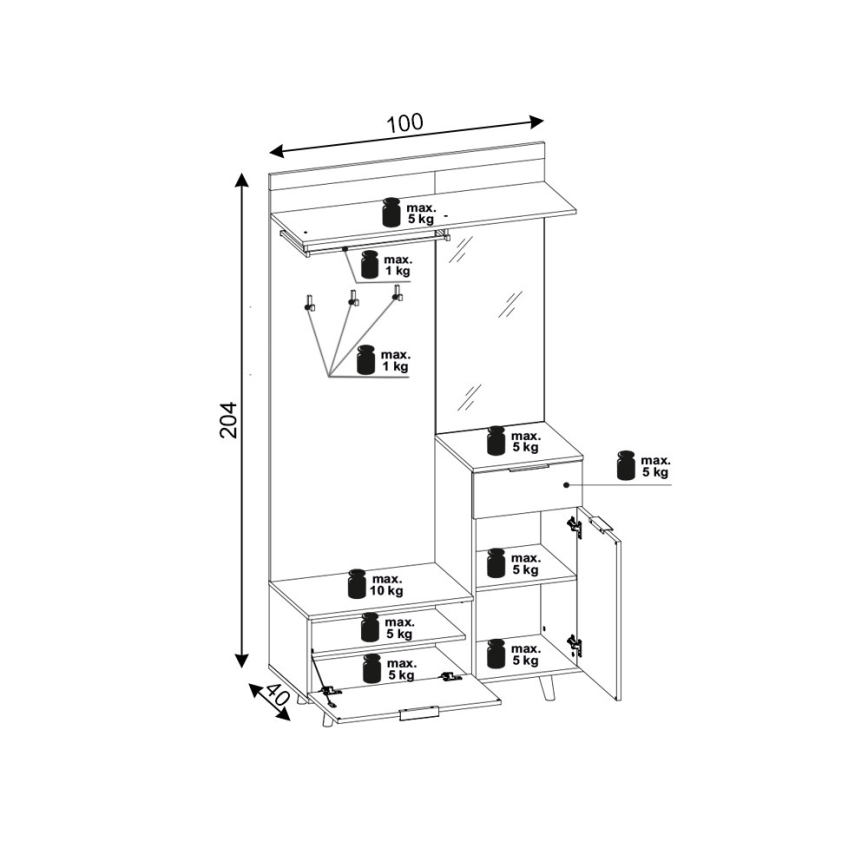 Móvel de entrada com espelho SVEN, castanho/grafite