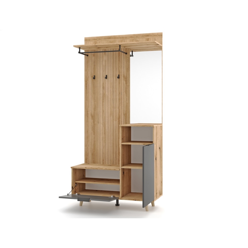 Móvel de entrada com espelho SVEN castanho/grafite