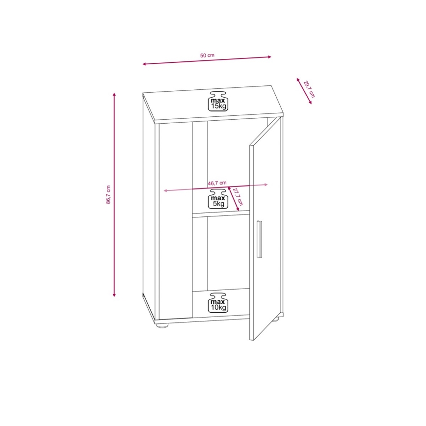 Móvel de parede BRICK branco/preto