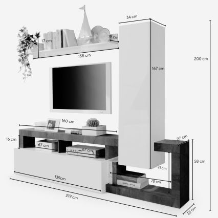 Móvel de sala LENOR branco/carvalho