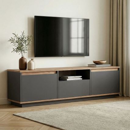 Móvel de TV KREDE 160x30 cm antracite/pinho