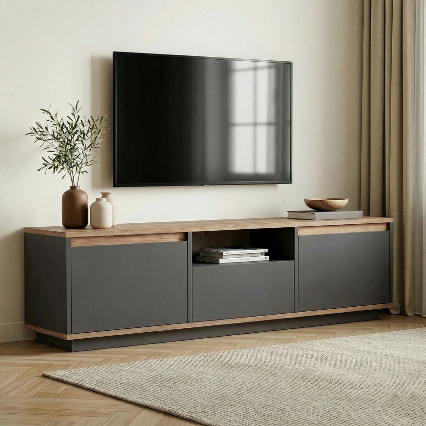 Móvel de TV KREDE 160x30 cm antracite/pinho
