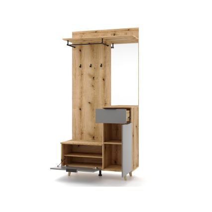 Móvel para entrada com espelho SVEN, castanho/grafite