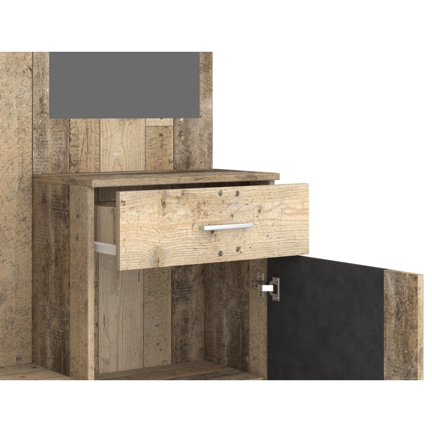 Móvel para hall de entrada com espelho NOLAN castanho/grafite