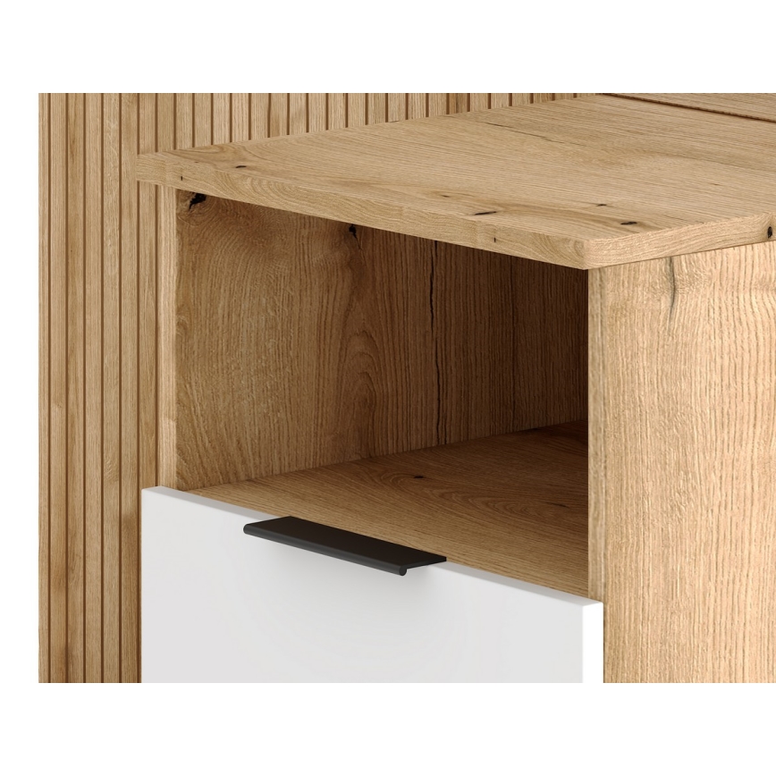 Móvel para hall de entrada com espelho SVEN castanho/branco