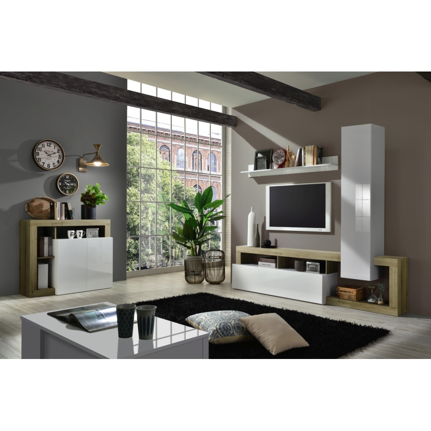 Móvel para sala LENOR branco/castanho