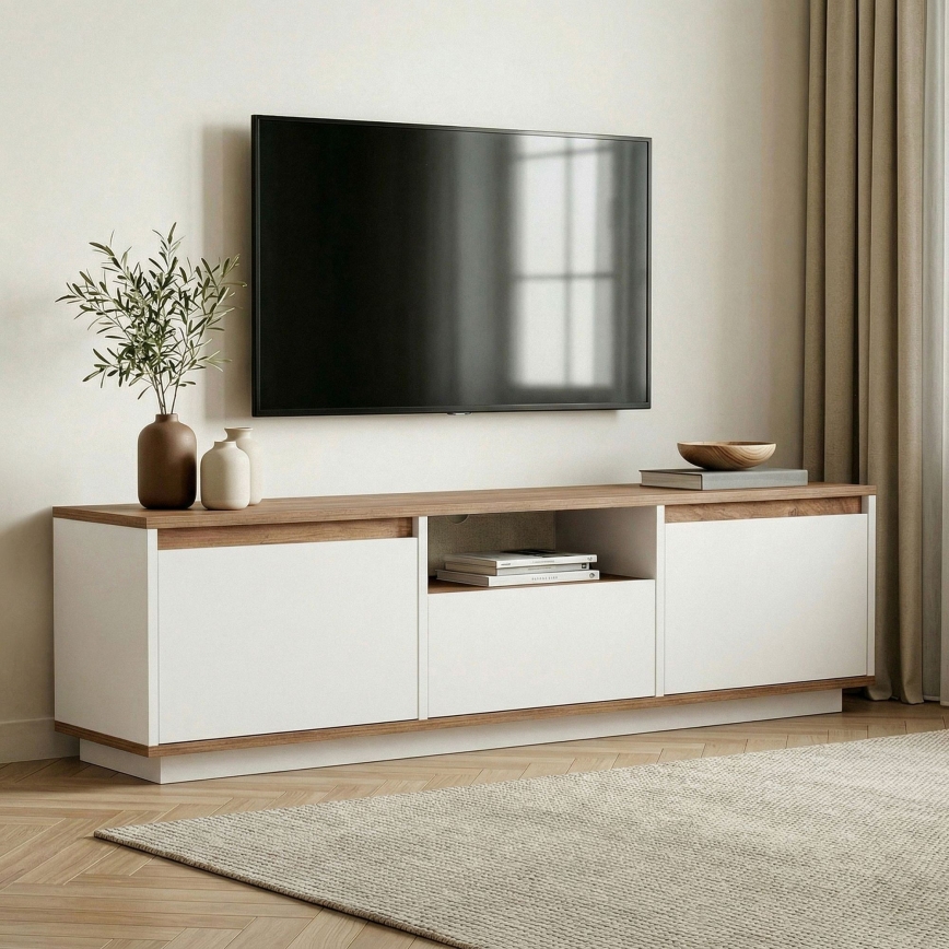 Móvel para TV KREDE 160x30 cm branco/pinho
