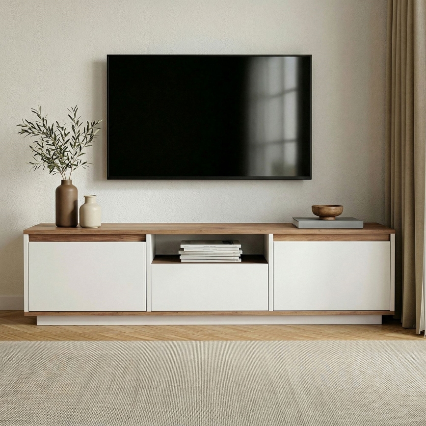 Móvel para TV KREDE 160x30 cm branco/pinho