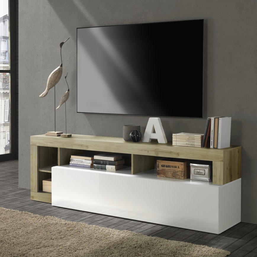 Móvel para TV LENOR branco/carvalho claro