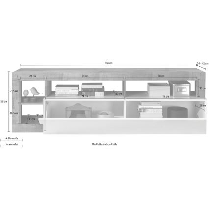 Móvel para TV LENOR branco/carvalho claro