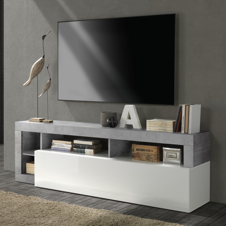 Móvel para TV LENOR branco/cinzento betão