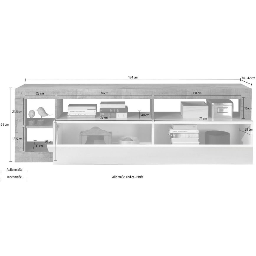 Móvel para TV LENOR branco/cinzento betão