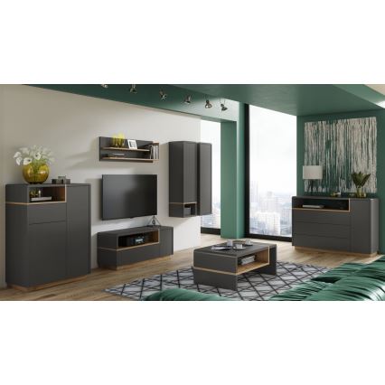 Móvel para TV FRED antracite/carvalho artisan